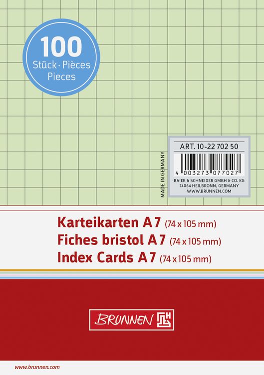 Produktbild: Brunnen Karteikarte A7 kar gn 100St