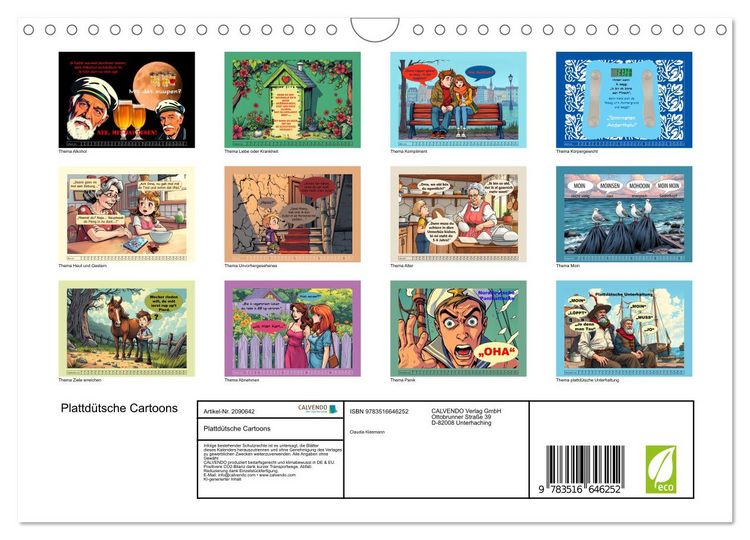 Produktbild: Plattd&uuml;tsche Cartoons (Wandkalender 2026 DIN A4 quer), CALVENDO Monatskalender