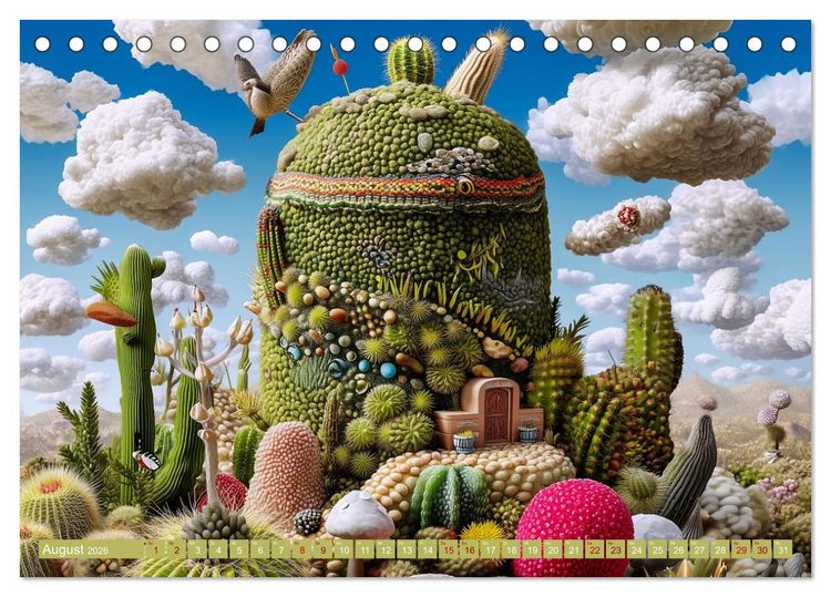 Produktbild: Kaktuswelten. Fantasie in Gr&uuml;n und Dorn (Tischkalender 2026 DIN A5 quer), CALVENDO Monatskalender