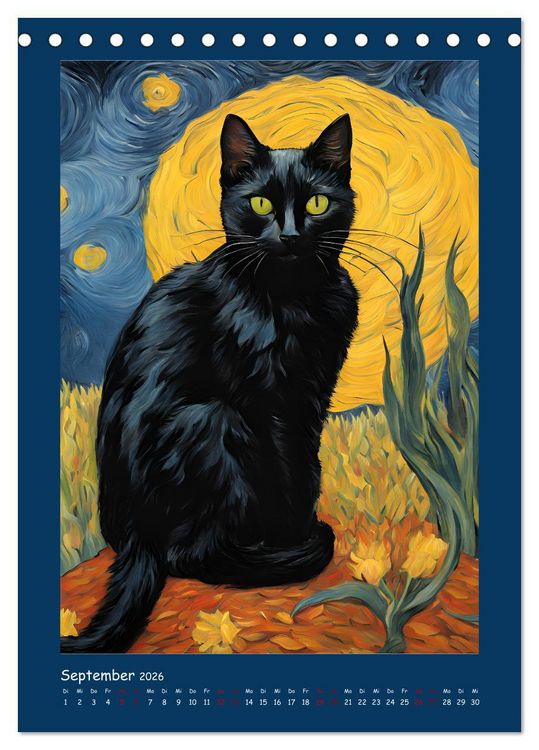 Produktbild: Katzen im Farbenspiel (Tischkalender 2026 DIN A5 hoch), CALVENDO Monatskalender