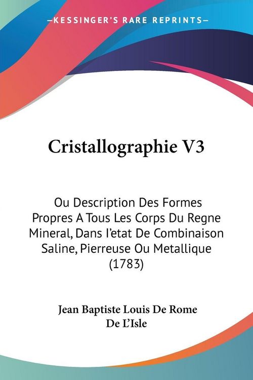 Produktbild: De L'Isle, J: Cristallographie V3