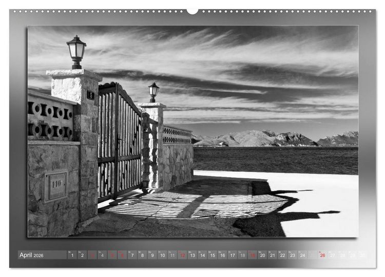 Produktbild: Mallorca Schwarz Wei&szlig; (Wandkalender 2026 DIN A2 quer), CALVENDO Monatskalender