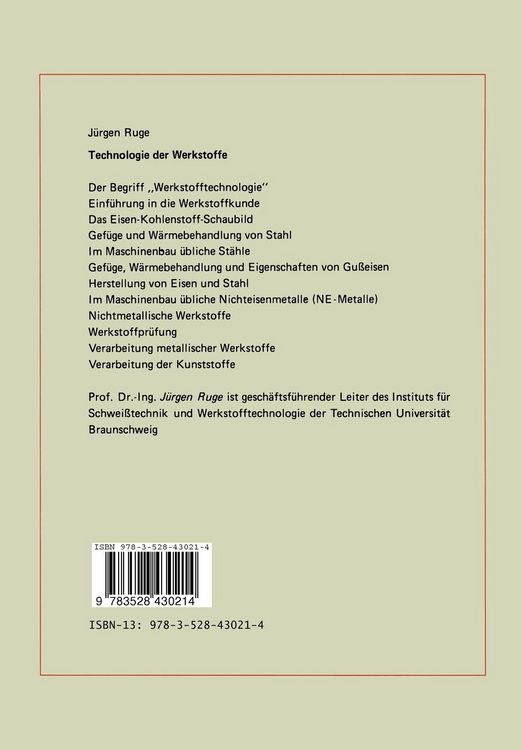 Produktbild: Technologie der Werkstoffe