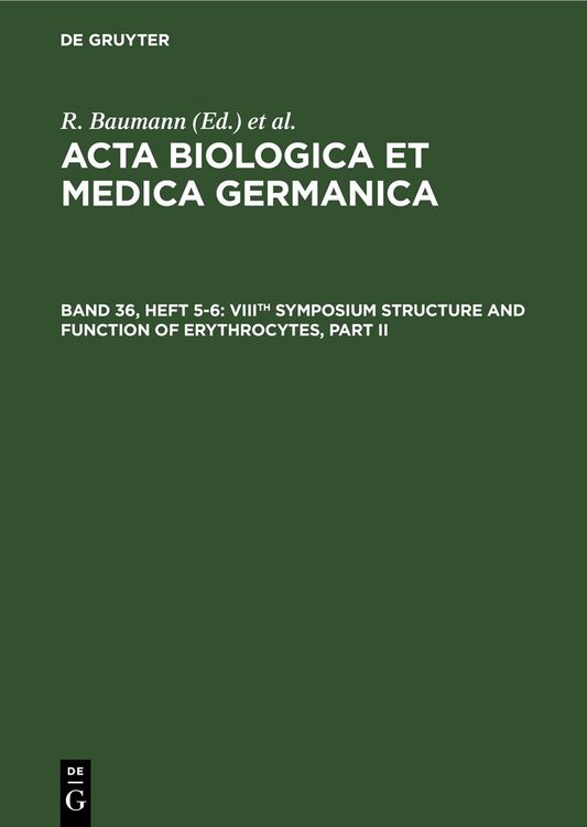 Produktbild: VIIIth Symposium Structure and Function of Erythrocytes, Part II