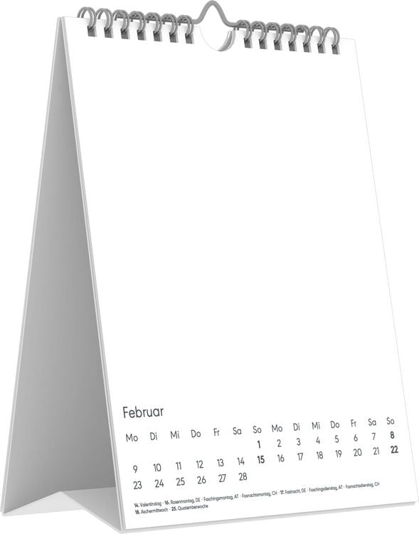 Produktbild: Kreativkalender Tischaufsteller hoch wei&szlig; 2027