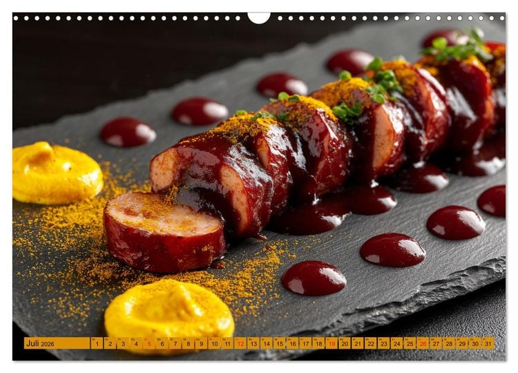 Produktbild: Currywurst Kalender - Das Berliner Kultgericht f&uuml;r Fleischliebhaber (Wandkalender 2026 DIN A3 quer), CALVENDO Monatskalender