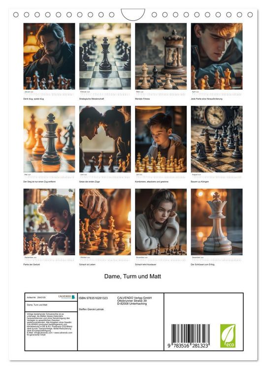 Produktbild: Dame, Turm und Matt (Wandkalender 2026 DIN A4 hoch), CALVENDO Monatskalender