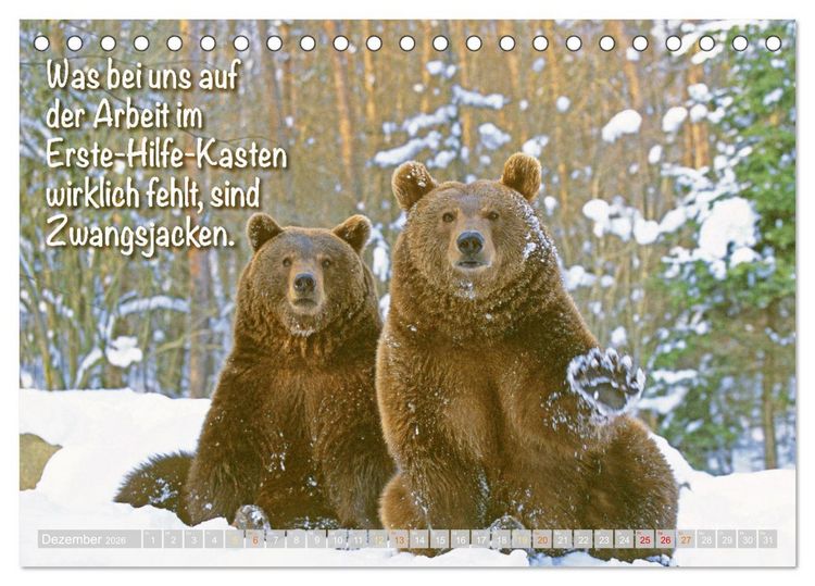 Produktbild: Spa&szlig; mit B&auml;ren: Edition lustige Tiere (Tischkalender 2026 DIN A5 quer), CALVENDO Monatskalender
