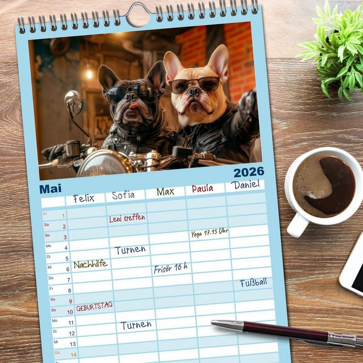 Produktbild: Familienplaner 2026 - HUNDE-SELFIES Tierischer Outdoorspa&szlig; mit 5 Spalten (Wandkalender, 21 x 45 cm) CALVENDO