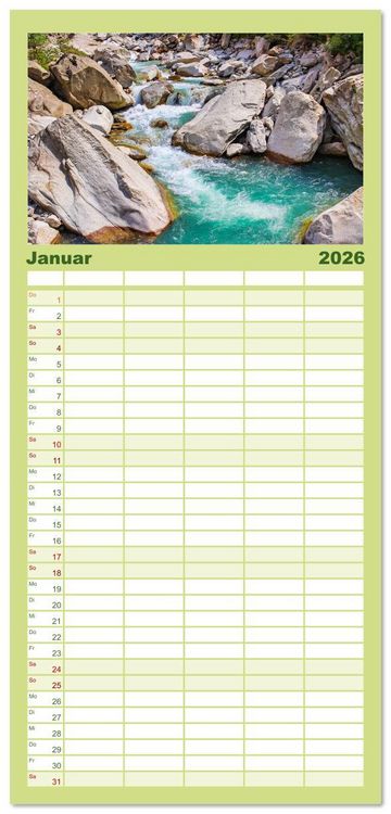Produktbild: Familienplaner 2026 - Vater Rhein von der Quelle bis zur M&uuml;ndung mit 5 Spalten (Wandkalender, 21 x 45 cm) CALVENDO