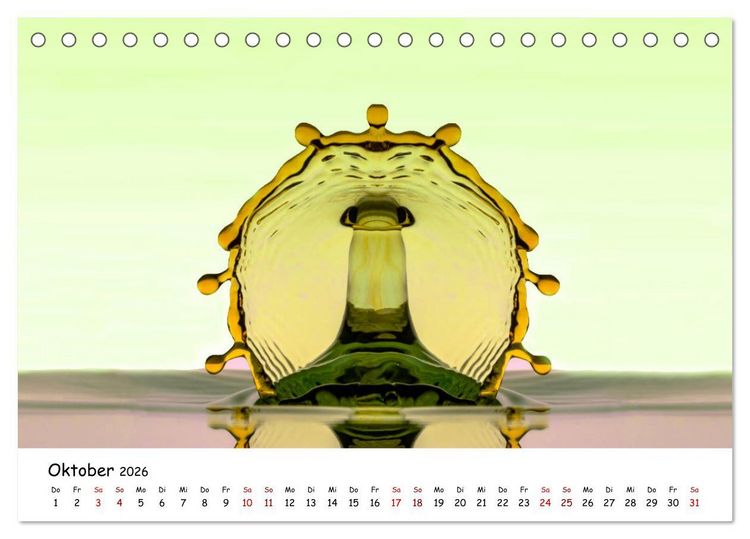 Produktbild: Wassertropfen - Kunstwerke der Natur (Tischkalender 2026 DIN A5 quer), CALVENDO Monatskalender