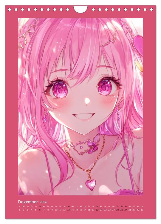 Produktbild: Zauberhafte Momente. Rosa Tr&auml;ume im Manga-Stil (Wandkalender 2026 DIN A4 hoch), CALVENDO Monatskalender