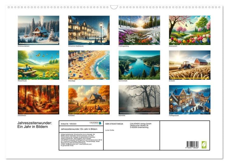 Produktbild: Jahreszeitenwunder: Ein Jahr in Bildern (Wandkalender 2026 DIN A2 quer), CALVENDO Monatskalender