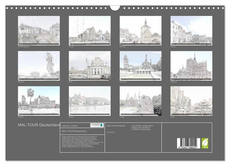 Produktbild: MAL-TOUR Deutschland (Wandkalender 2026 DIN A3 quer), CALVENDO Monatskalender
