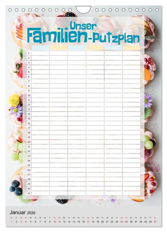 Produktbild: Unser Familien-Putzplan & Kalender 2026 (Wandkalender 2026 DIN A4 hoch), CALVENDO Monatskalender