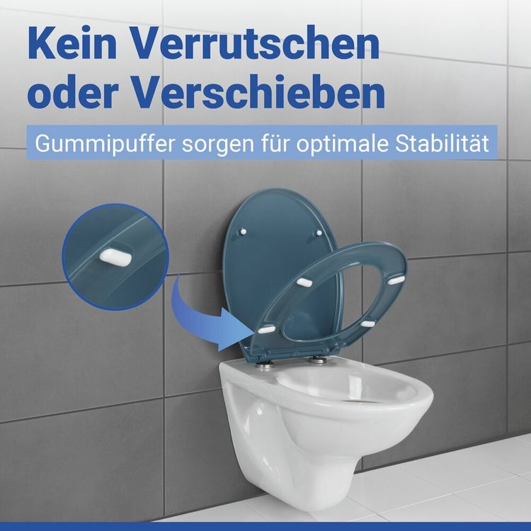 Produktbild: WC Sitz Mod. Samos Slate Blue, Toilettendeckel mit Absenkautomatik