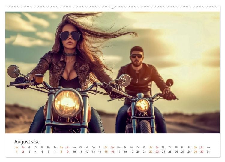 Produktbild: Frauen Power Motorrad (hochwertiger Premium Wandkalender 2026 DIN A2 quer), Kunstdruck in Hochglanz