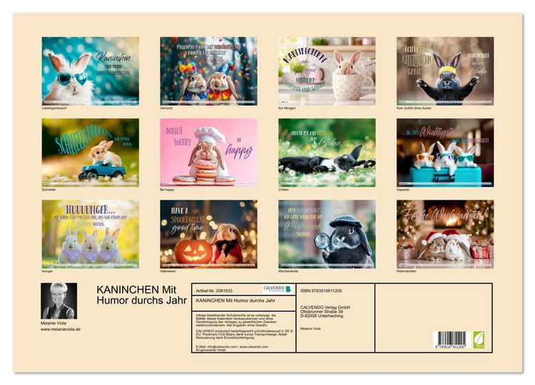 Produktbild: KANINCHEN Mit Humor durchs Jahr (Wandkalender 2026 DIN A2 quer), CALVENDO Monatskalender