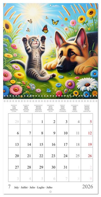 Produktbild: Des amis inhabituels (Calendrier mural carr&eacute; 2026 30x30 cm) Calendrier double avec une page pour vos prises de notes