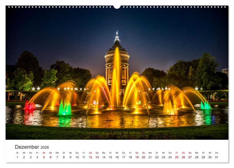 Produktbild: Der Mannheimer Wasserturm (hochwertiger Premium Wandkalender 2026 DIN A2 quer), Kunstdruck in Hochglanz