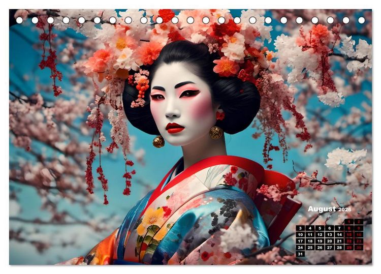 Produktbild: Geishas Portraits von japanischen Gastgeberinnen inspiriert (Tischkalender 2026 DIN A5 quer), CALVENDO Monatskalender