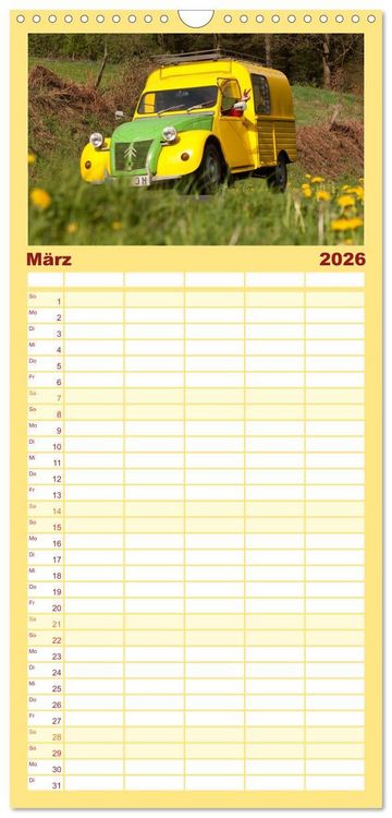 Produktbild: Familienplaner 2026 - Kultauto Ente Citro&euml;n 2CV mit 5 Spalten (Wandkalender, 21 x 45 cm) CALVENDO