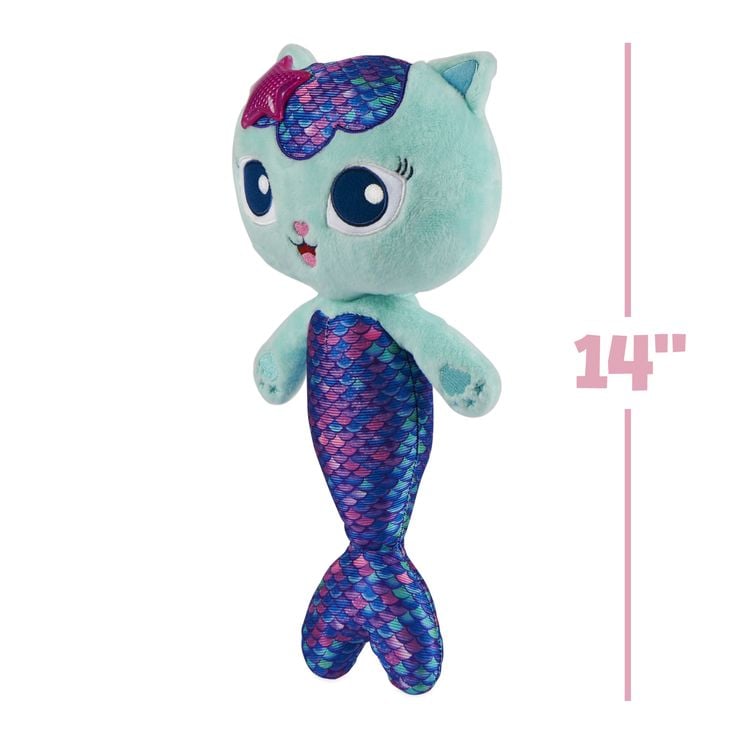 Produktbild: Gabby‘s Dollhouse, 33cm große Plüsch-Katze MerCat (deutsch: Meerkätzchen) mit Licht- und Geräuscheffekten