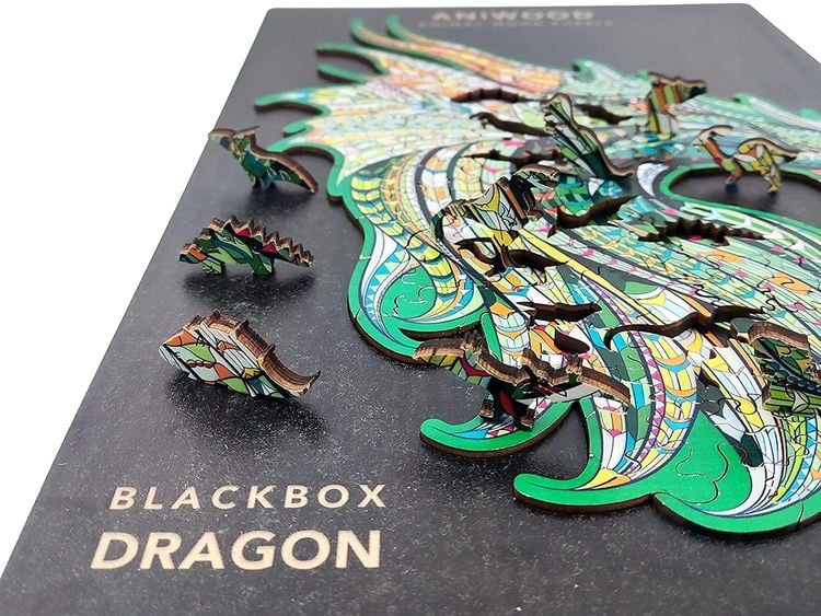 Produktbild: Aniwood J2310M - Animal Wood Puzzle, Blackbox Dragon M, Drache, Holz-Puzzle 125 Teile