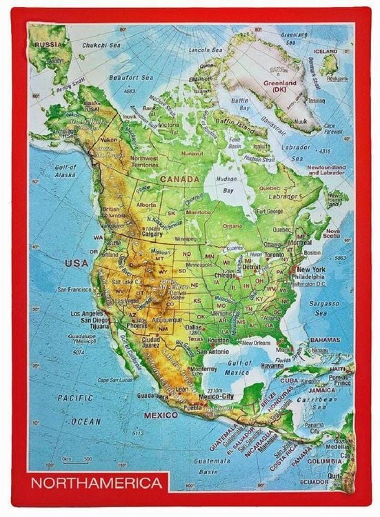 Produktbild: Reliefpostkarte Nordamerika