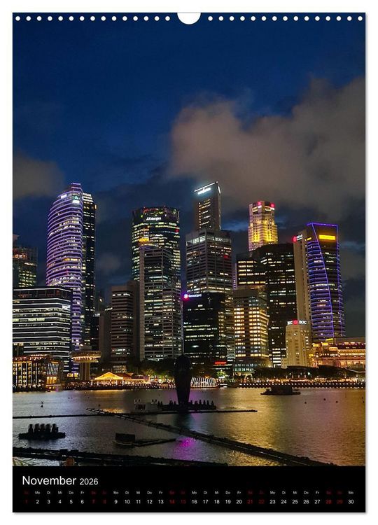 Produktbild: Singapur - Faszinierende Lichterwelt Marina Bay (Wandkalender 2026 DIN A3 hoch), CALVENDO Monatskalender