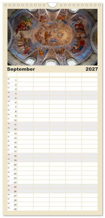 Produktbild: Familienplaner 2027 - Gew&ouml;lbe des Glaubens &ndash; Kirchendecken Europas mit 5 Spalten (Wandkalender, 21 x 45 cm) CALVENDO
