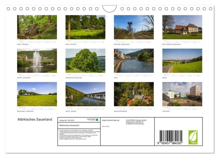 Produktbild: M&auml;rkisches Sauerland (Wandkalender 2026 DIN A4 quer), CALVENDO Monatskalender