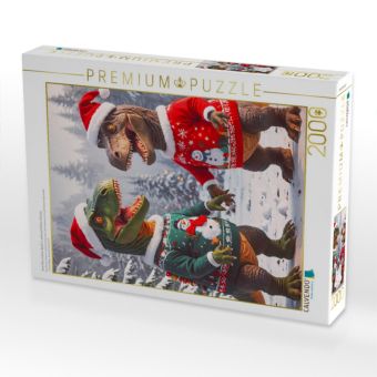 Produktbild: CALVENDO Puzzle Zwei Dinos haben Spa&szlig; im weihnachtlichen Schnee | 2000 Teile Lege-Gr&ouml;&szlig;e 90x67cm Foto-Puzzle f&uuml;r gl&uuml;ckliche Stunden