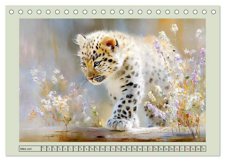 Produktbild: Schneeleoparden. Babys in der leuchtenden Natur (Tischkalender 2027 DIN A5 quer), CALVENDO Monatskalender