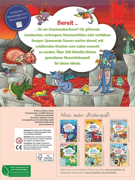 Produktbild: Erstes Stickern Metallic &ndash; Drachen