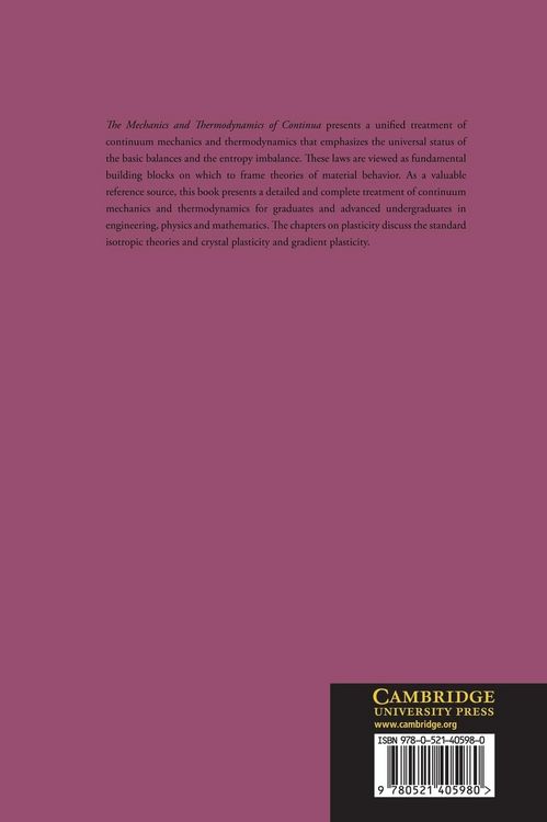 Produktbild: The Mechanics and Thermodynamics of Continua