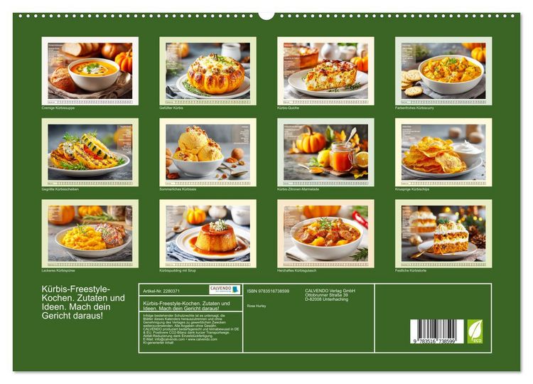 Produktbild: K&uuml;rbis-Freestyle-Kochen. Zutaten und Ideen. Mach dein Gericht daraus! (hochwertiger Premium Wandkalender 2026 DIN A2 quer), Kunstdruck in Hochglanz