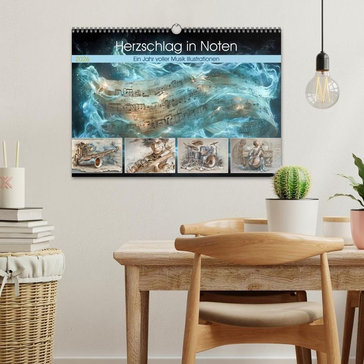 Produktbild: Herzschlag in Noten (Wandkalender 2026 DIN A3 quer), CALVENDO Monatskalender