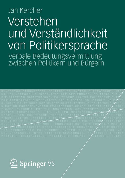 Produktbild: Verstehen und Verst&auml;ndlichkeit von Politikersprache