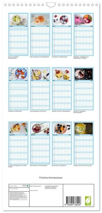 Produktbild: Familienplaner 2027 - Frisches Aromawasser mit 5 Spalten (Wandkalender, 21 x 45 cm) CALVENDO