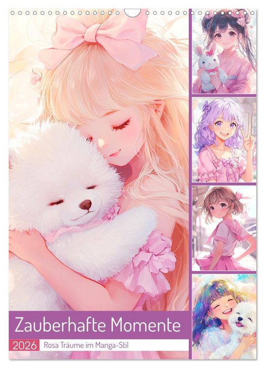 Produktbild: Zauberhafte Momente. Rosa Tr&auml;ume im Manga-Stil (Wandkalender 2026 DIN A3 hoch), CALVENDO Monatskalender