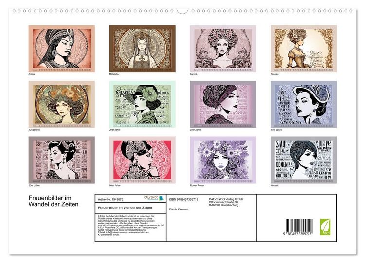 Produktbild: Frauenbilder im Wandel der Zeiten (hochwertiger Premium Wandkalender 2026 DIN A2 quer), Kunstdruck in Hochglanz
