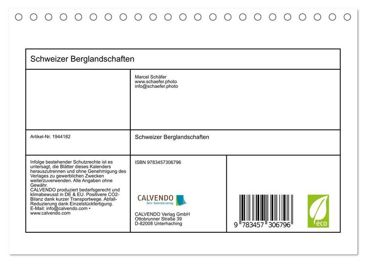Produktbild: Schweizer Berglandschaften (Tischkalender 2026 DIN A5 quer), CALVENDO Monatskalender