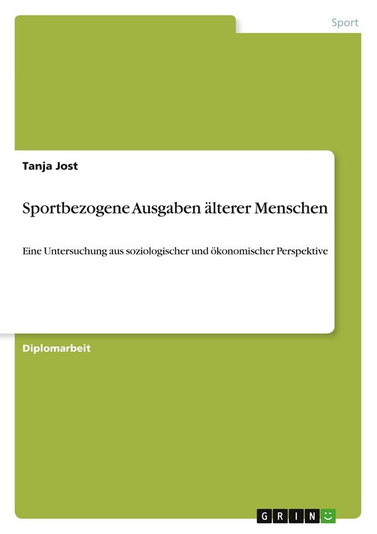 Produktbild: Sportbezogene Ausgaben &auml;lterer Menschen