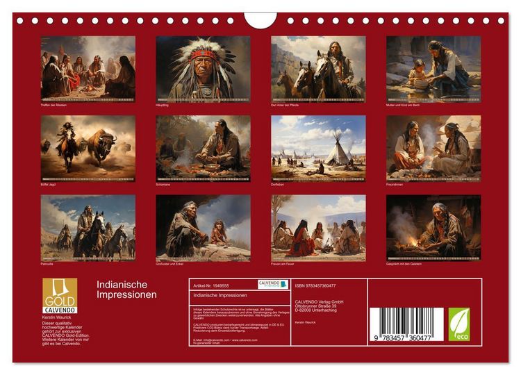 Produktbild: Indianische Impressionen (Wandkalender 2026 DIN A4 quer), CALVENDO Monatskalender
