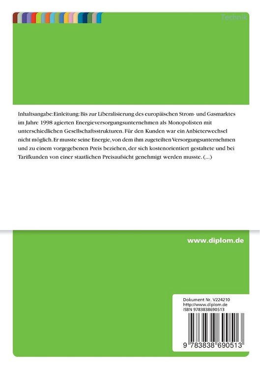 Produktbild: Erstellung eines Konzeptes zum informatorischen Unbundling in einem mittelst&auml;ndischen, vertikal integrierten Energieversorgungsunternehmen