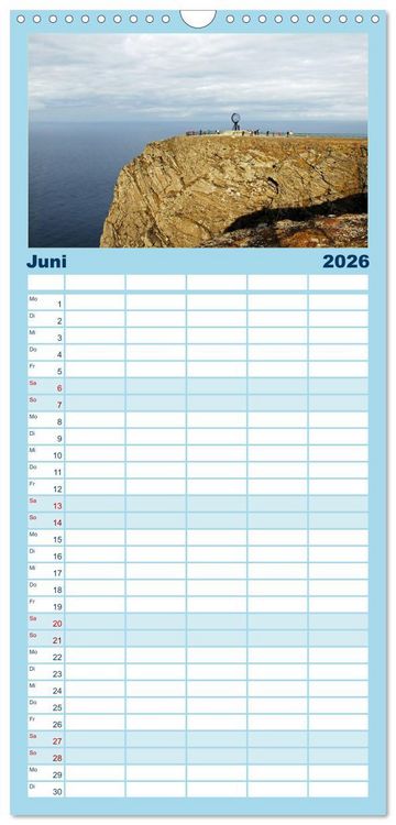 Produktbild: Familienplaner 2026 - Norwegen - Hurtigruten mit 5 Spalten (Wandkalender, 21 x 45 cm) CALVENDO