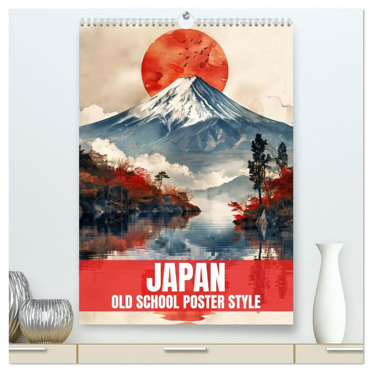 Produktbild: Japan - Old School Poster Style (hochwertiger Premium Wandkalender 2026 DIN A2 hoch), Kunstdruck in Hochglanz