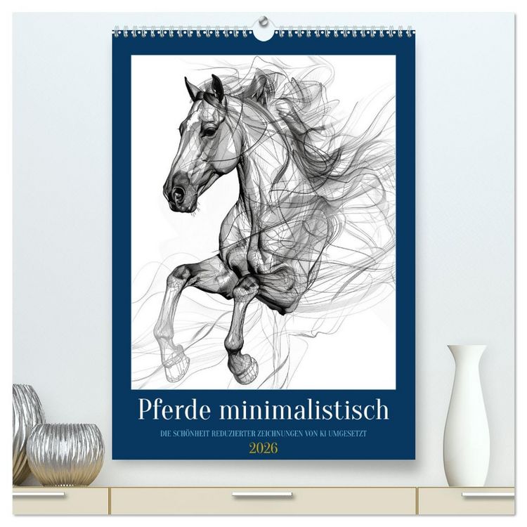 Produktbild: Pferde minimalistisch (hochwertiger Premium Wandkalender 2026 DIN A2 hoch), Kunstdruck in Hochglanz