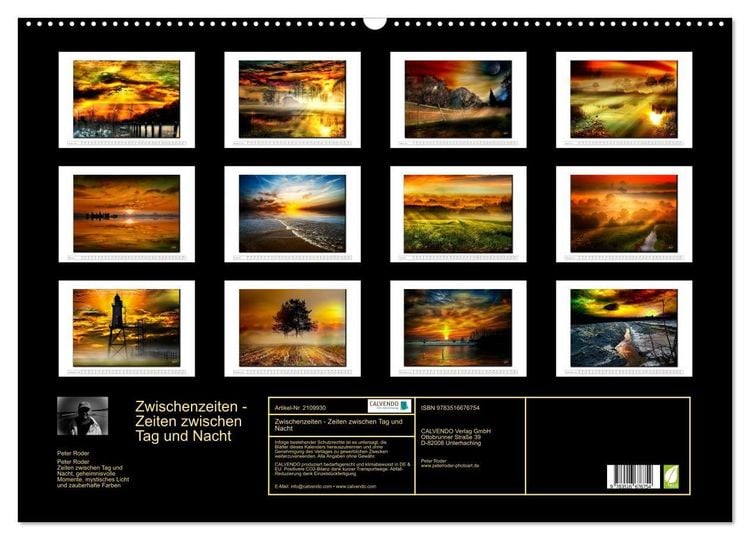 Produktbild: Zwischenzeiten - Zeiten zwischen Tag und Nacht (Wandkalender 2026 DIN A2 quer), CALVENDO Monatskalender